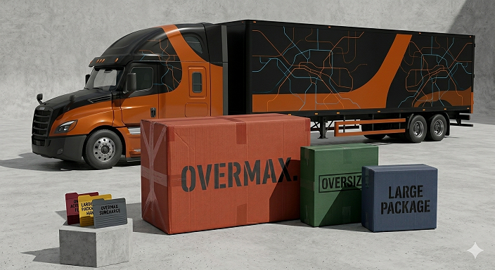 Parcel size tiers: large package, oversize, and overmax-style network limits compared